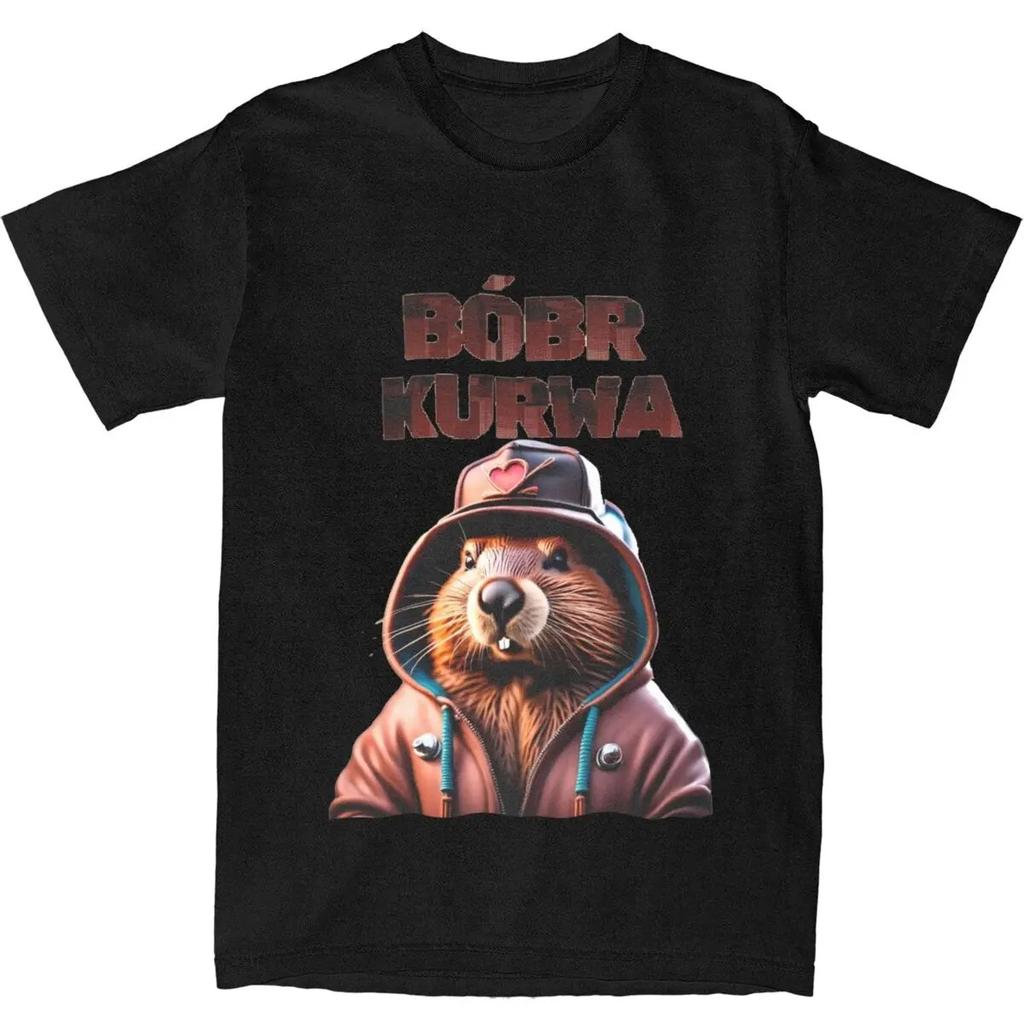 Men Women Bobr Kurwa Meme Beaver T-Shirt Merch Vintage 100% Cotton Cool Beavers Bober Animal T Shirts Tee Clothing Original