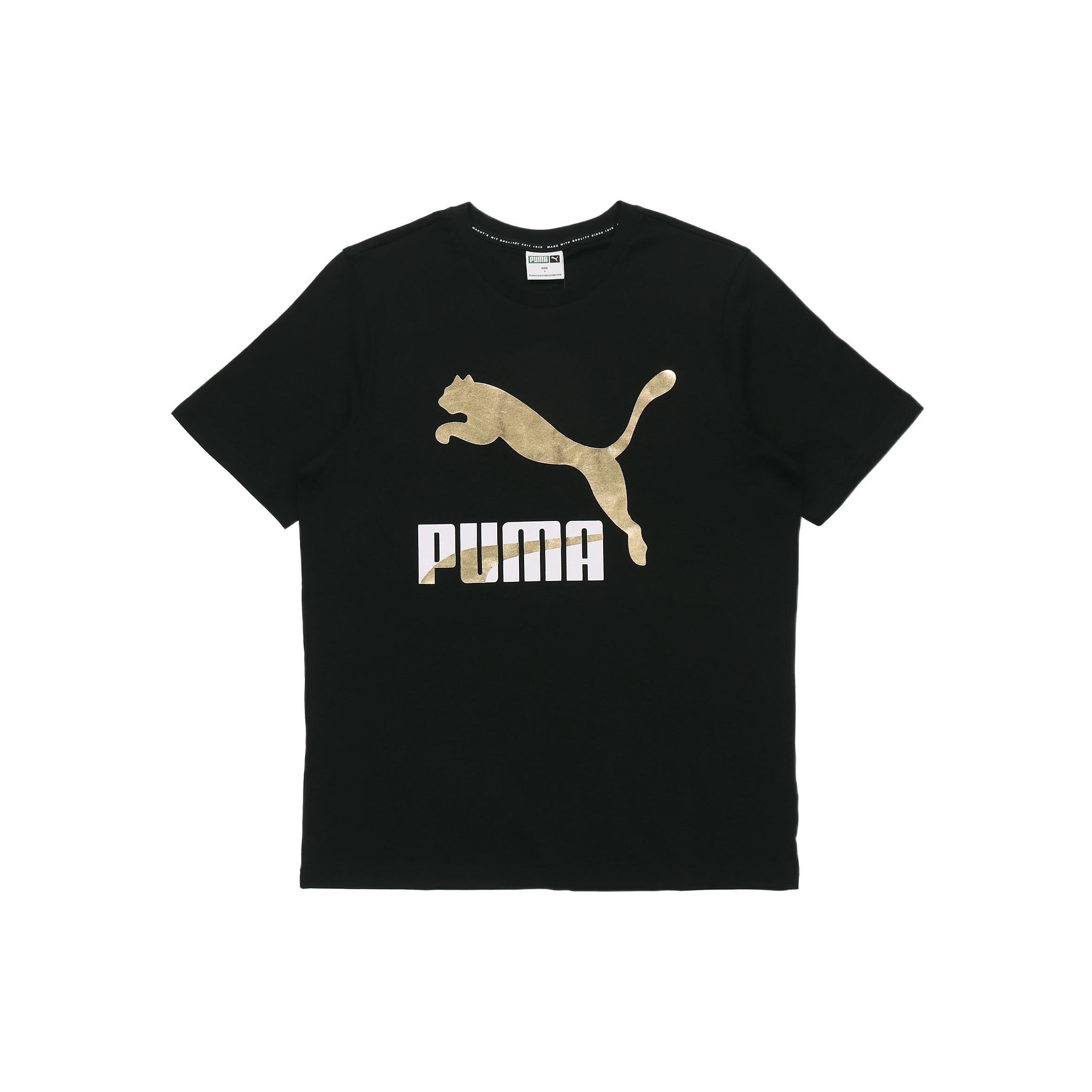 PUMA Classics Logo T-Shirt Black Gold Men s 532280-01 M