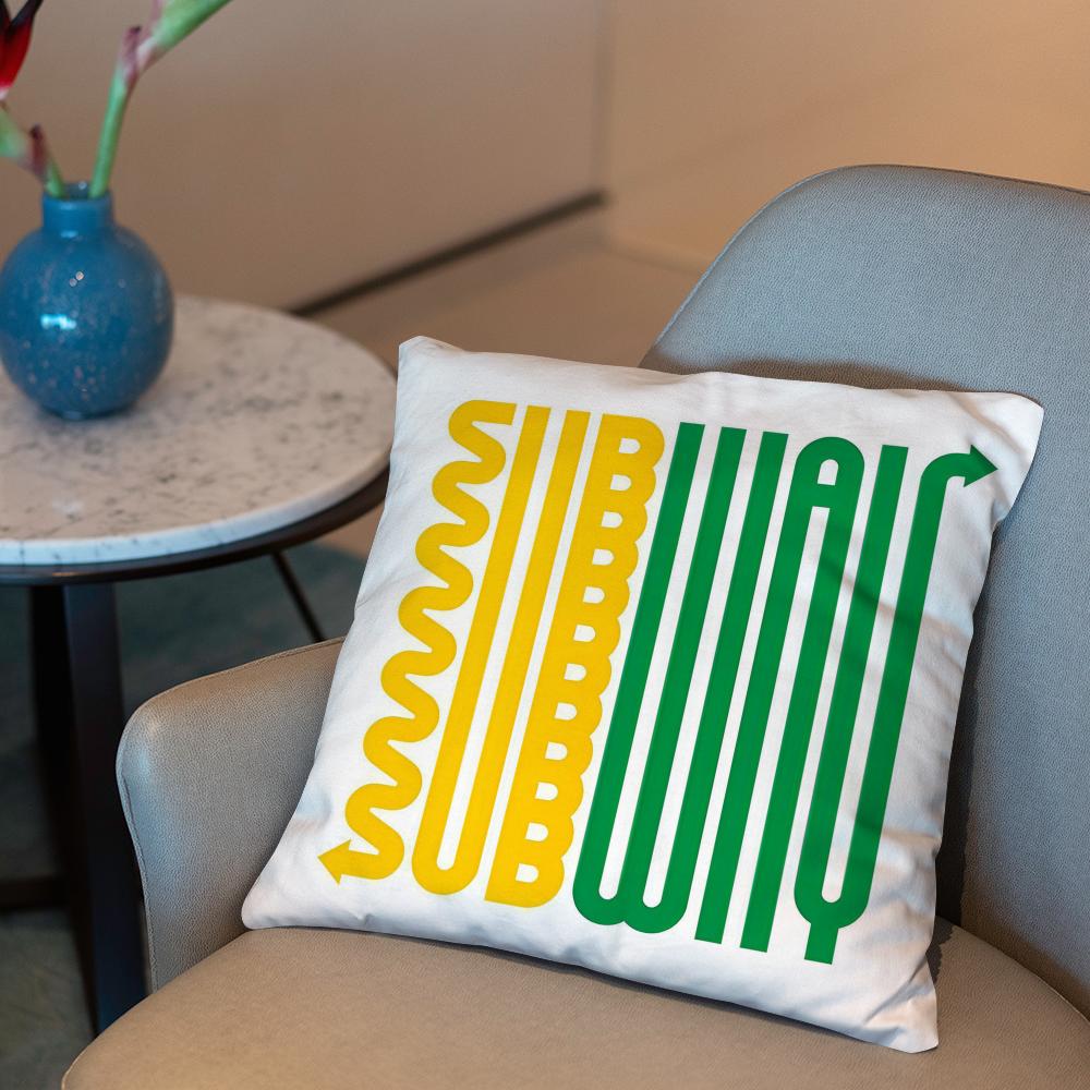 American Restaurant S-Subway-s Cushion Cover 2-in-1 Reversible Plush Pillow Cover | Car/Sofa/Bed | Perfect Gift