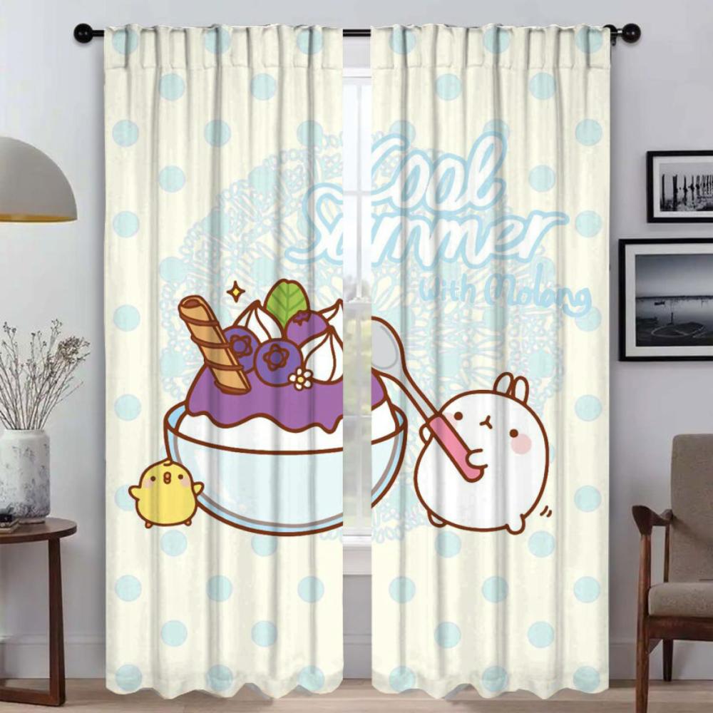 

Elegant Molang Kitchen Curtains Room Camera Halloween Decoration Curtain Shades Partition Child Darkening Set Of 2 Made Polyester Cooking Area Decor W100*H130(CM)-Grommet top&2PCS