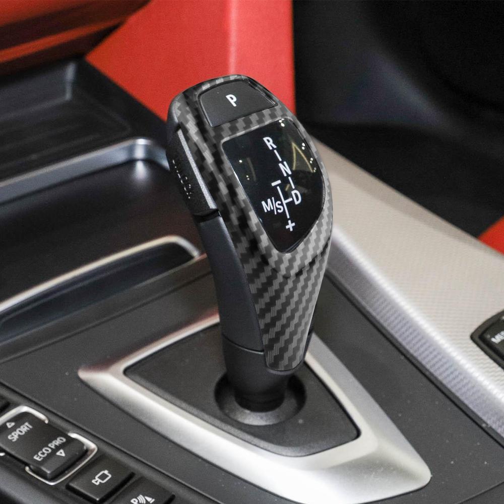Car Gear Shift Panel Frame Gear Knob Cover Head Trim for BMW F30 F10 F15 F07 F20 F21 F22 F32 F34 F3 Carbon Fiber Pattern