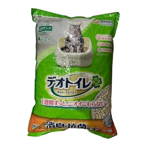 1 week deodorizing and antibacterial deo toilet replacement product Non-splattering deodorizing and antibacterial sand 4L x 2 bags