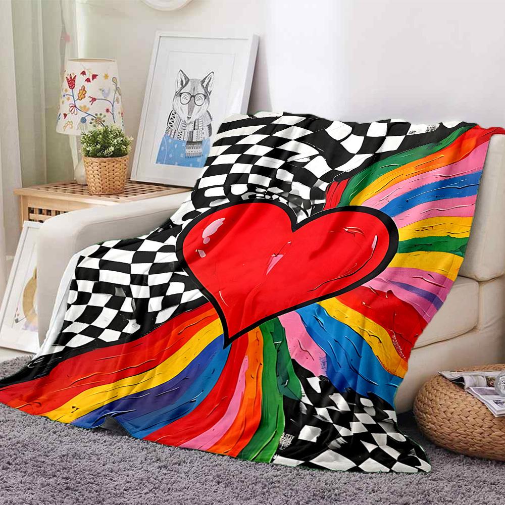 1pc Heartbeat, Rainbow Wave Blanket Warm, Cozy, And Soft, Suitable for Sofas, Beds, Cars, And Office Use.Perfect for Camping And Travel, Making It a G