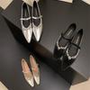Inner Height Increase 4CM Pointed Silver Rhinestone Bag Head Half Slippers Women's Outer Wear 2025 New Spring and Summer French Mary Single Shoes
