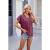 Summer V-neck Pure Color Casual Short-sleeved Women's T-shirts