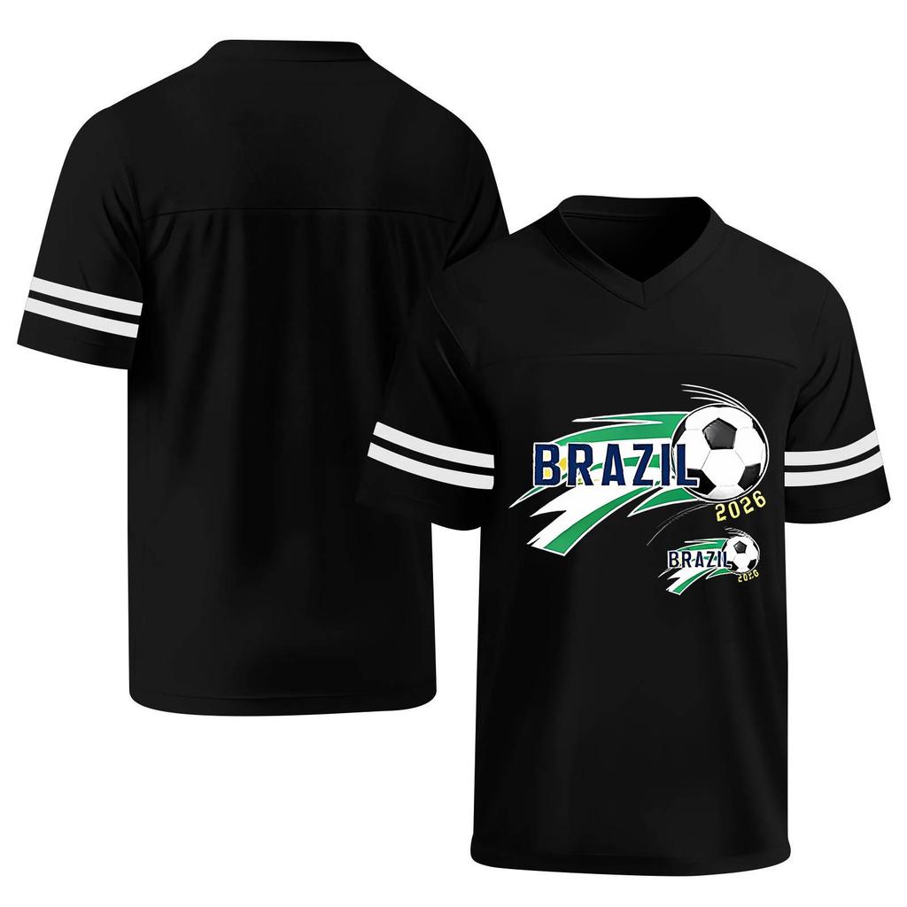 Women V Neck Short Sleeve Casual Soccer Print Top Loose Fit Sports Jersey Style T Shirt Comfortable Lightweight Fabric