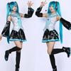 Miku Cosplay Full Silver Leather Fabric Costume Miku Cosplay Hats Costume Outfit JK Dress Sailor Uniform High School Uniform