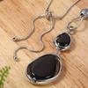 1pc Light Luxury Sweater Chain Necklace | Versatile Drop-Shaped Black Stone Pendant | Suitable for Daily Gatherings and Various