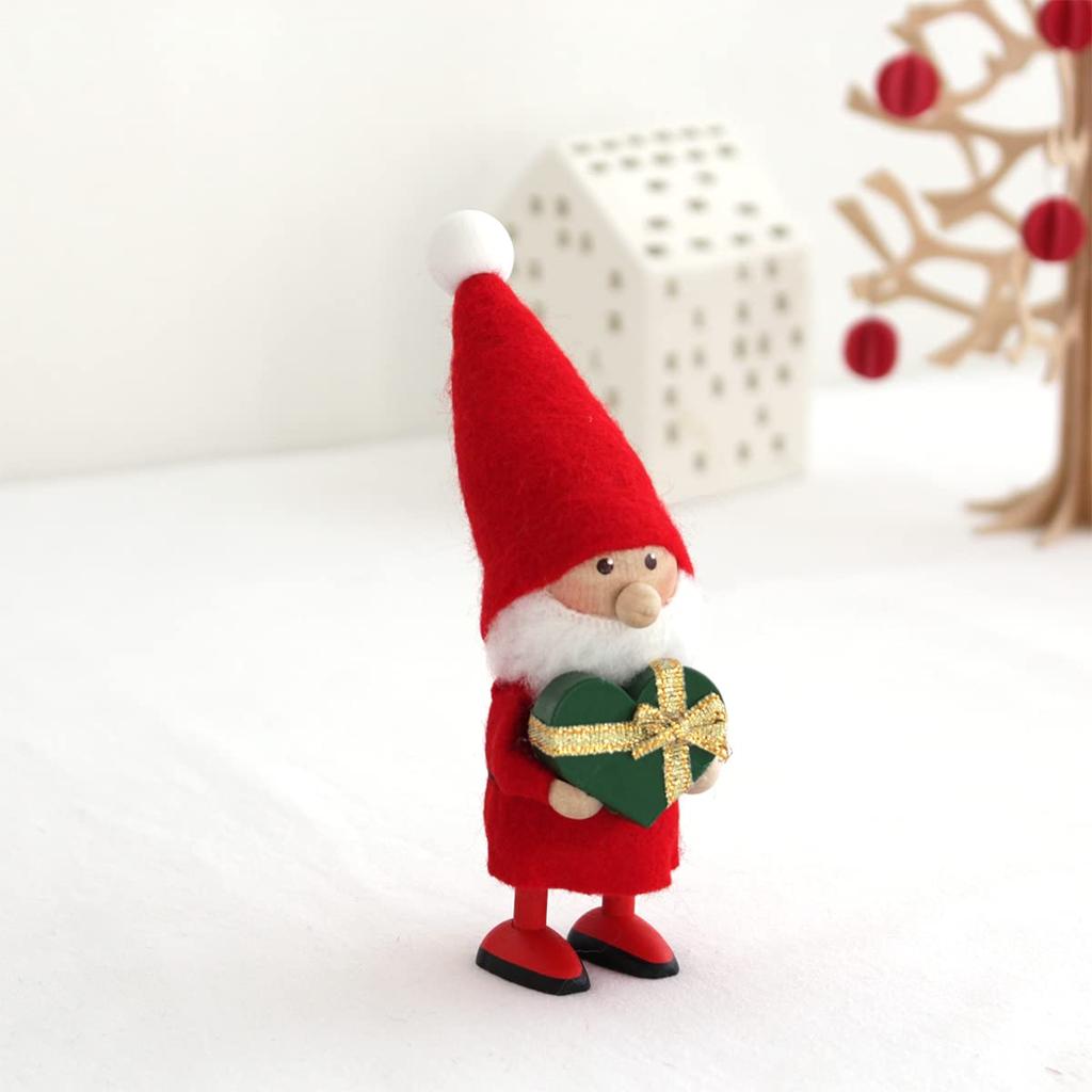 Nordica Nisse Christmas Wooden Doll Heartful Santa Green x Gold
