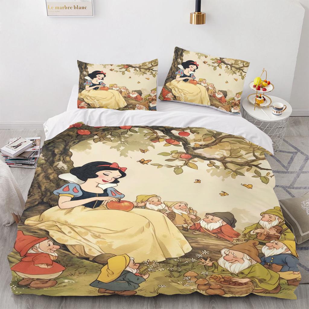 Snow White Anime Bedding Set Duvet Cover 100% Polyester Suitable For Children And Adults 3-Piece Set 1 Quilt Cover