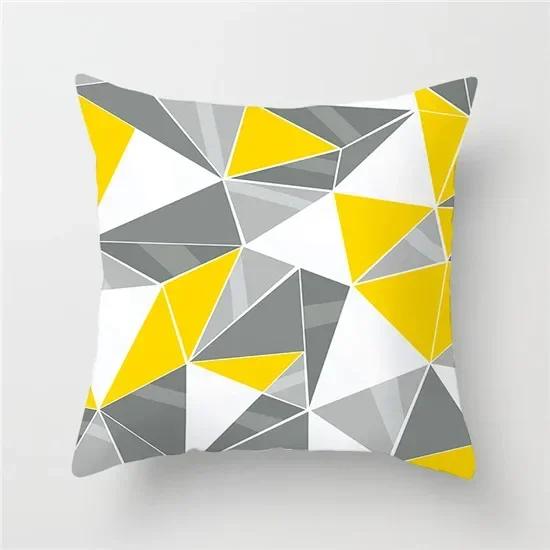 Geometric Cushion Covers Yellow Plaid Stripes Print Pillow Case For Home Chair Sofa Decoration Pillowcases 45cm*45cm