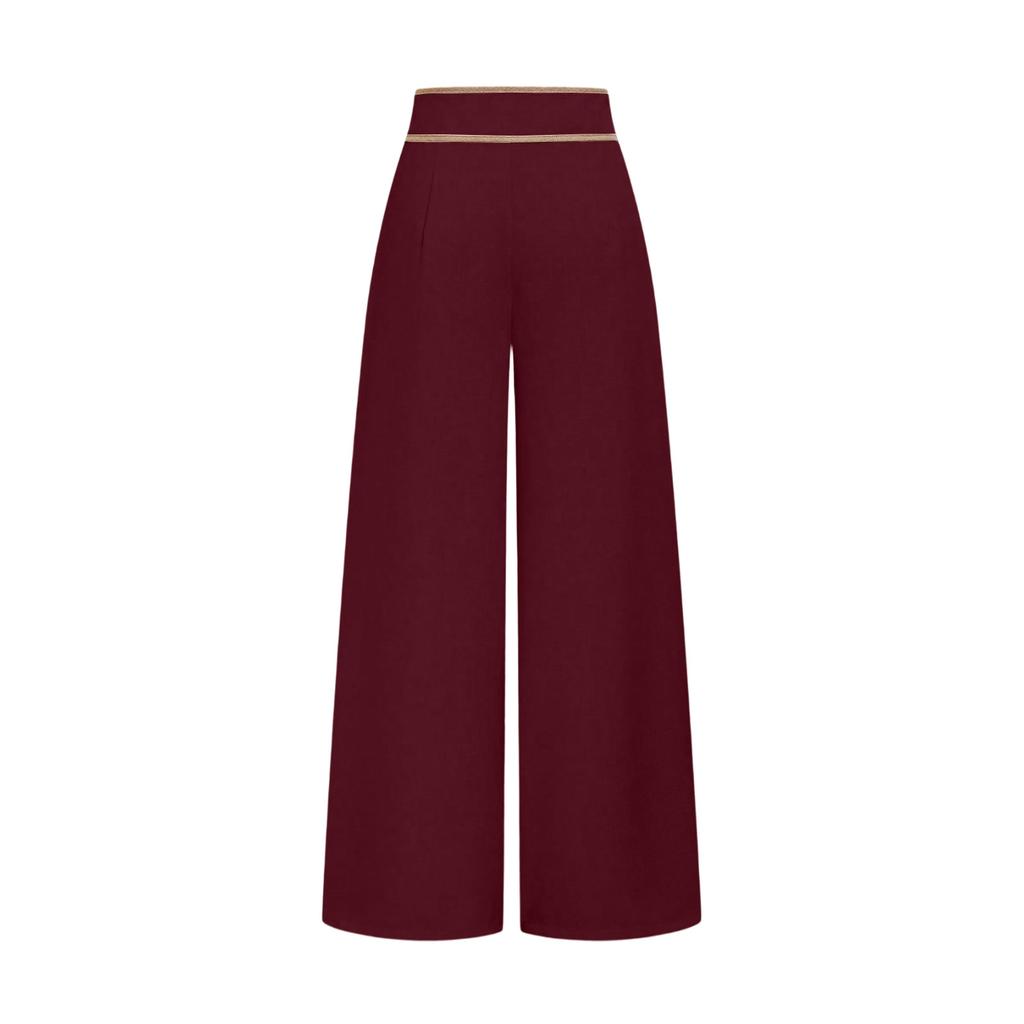 Women High Waist Wide Leg Pants Button Detail Straight Leg Casual Trousers Lightweight Loose Fit Bottoms for Everyday Wear