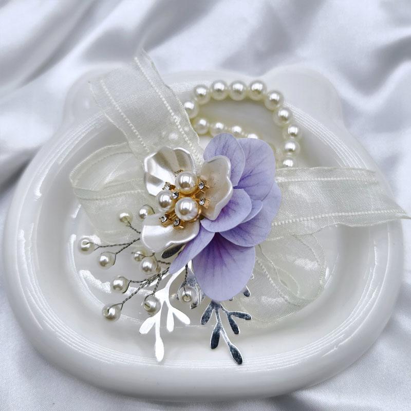 1Pc Pearl High-end Feel Mesh Sweet Plastic Wedding Decorations Simulation Wrist Corsage Petal
