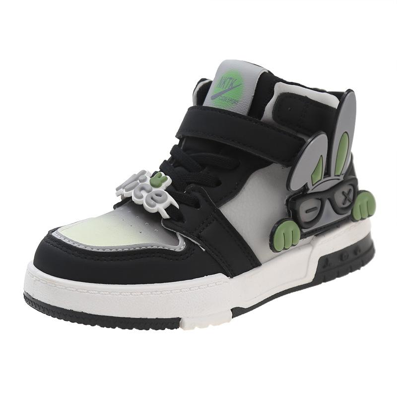 

Девичьи высокие кеды 2025 весна и осень новая зарубежная модель универсальные популярные детские спортивные туфли студенческие повседневные туфли 26-31 yards FCL shot 48 pairs чёрный