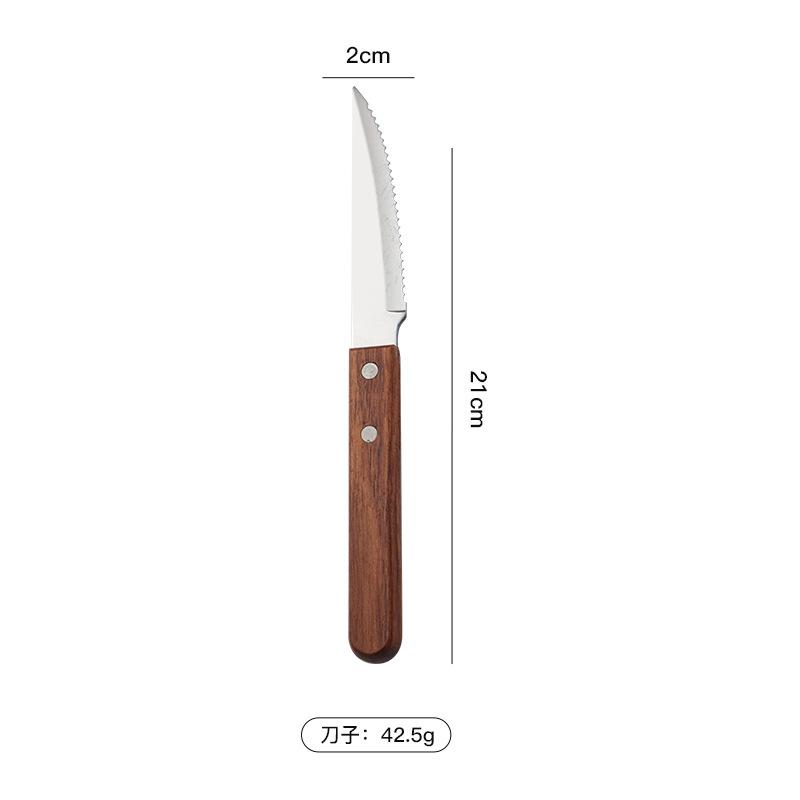 304 stainless steel wooden handle tableware, knives, forks and spoons, western food tableware set, wooden heat insulation handle housewarming gift