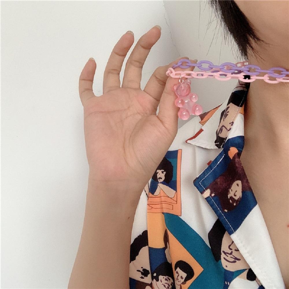 Acrylic Women Cartoon Geometric Girls Chain Pendant Multilayer Necklace Bear Necklace Cute Choker