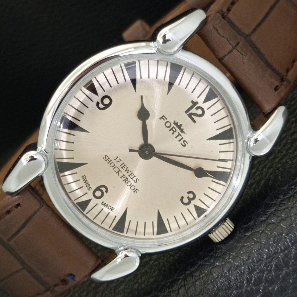 HAND-WINDING VINTAGE SWISS MENS REFURBISHED SILVER COLOR DIAL WATCH a700876-5 R205a-a700876
