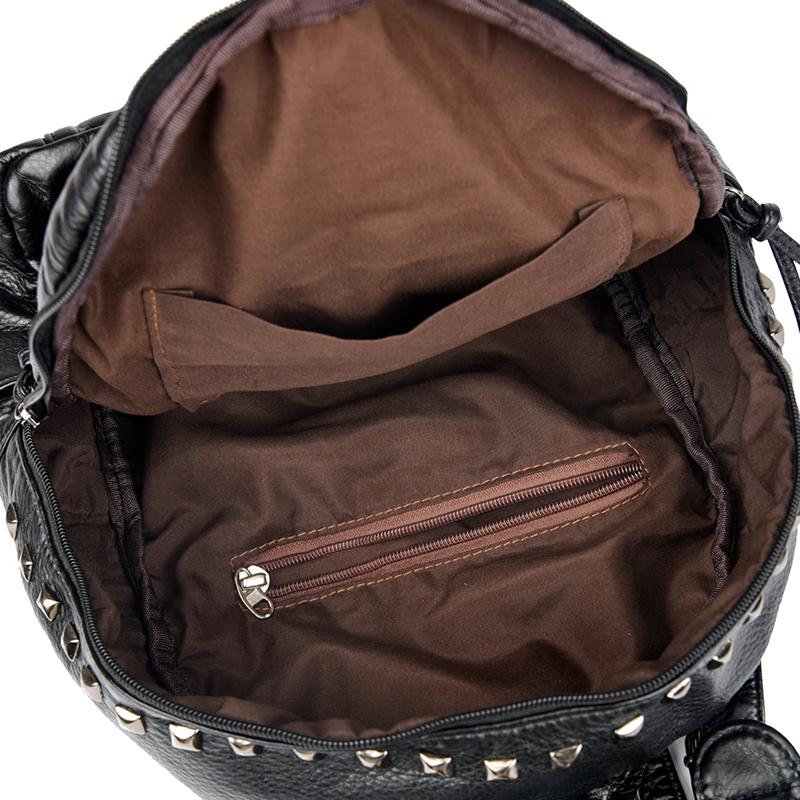 Fashion Rivet Soft Leather Women Backpacks Designer Large Capacity Girls School Bag  Female Bagpack Travel Bags