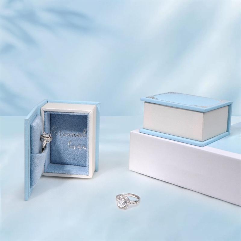 Vintage Buchförmige Schmuckaufbewahrungsbox Tragbar für Ringe Anhänger und Ohrstecker Mit Magnetverschluss Designs