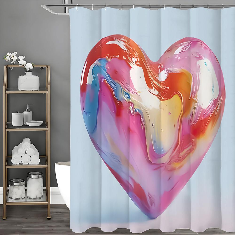 

Fluid Cubic Love Shower Curtain, Bathroom Decorative Shower Curtain, Waterproof Shower Curtain with Hooks 90*180cm