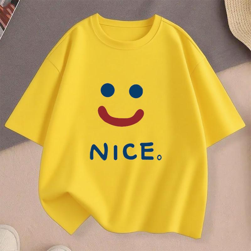 

Детская футболка с мультяшным принтом, с веселой улыбкой, летняя, повседневная, модная, милый топ, для мальчика, для девочки, свободная, дышащая, с короткими рукавами 3XL жёлтый
