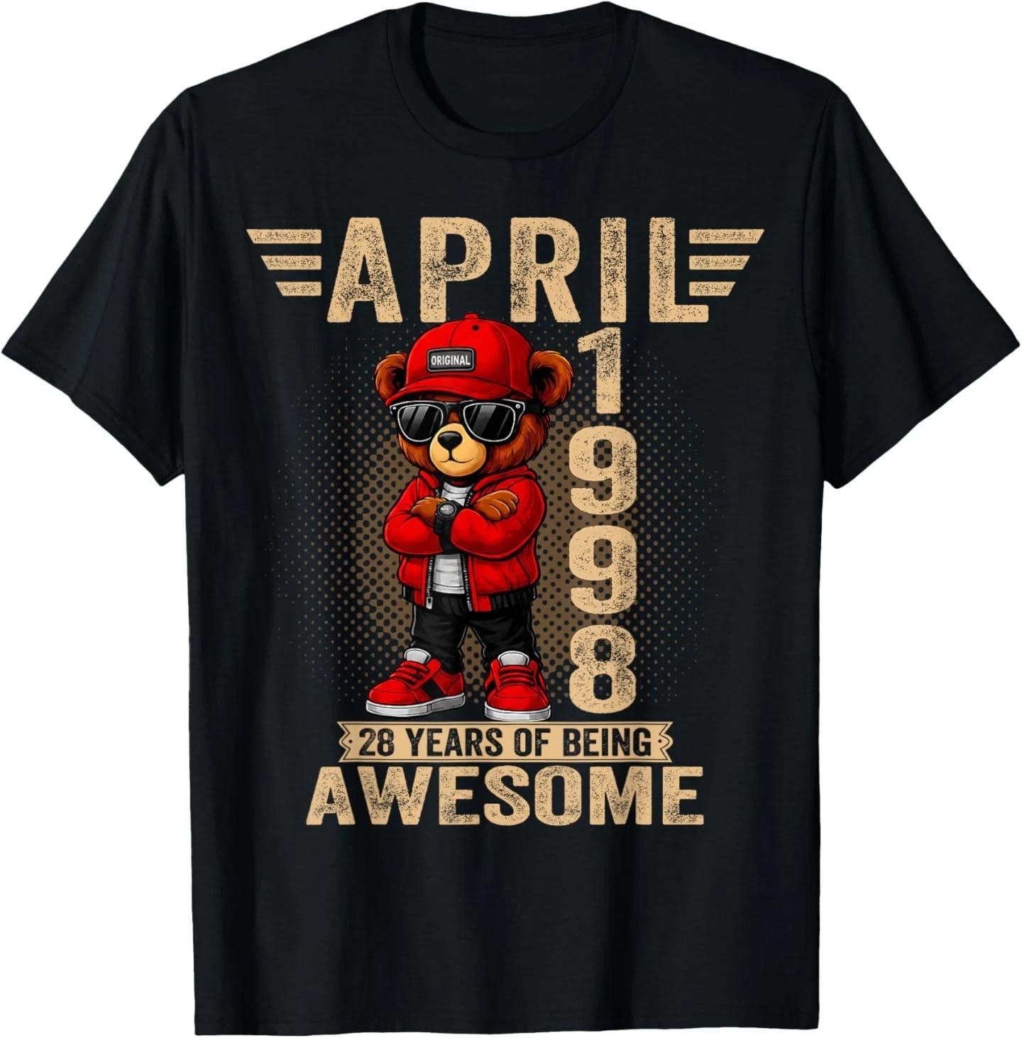 April 28th Birthday Men Women 1998 Awesome Teddy Bear T-Shirt 2XL