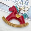 2025 Year of the Horse Leather Keychain - Creative Little Horse Pendant with Cotton-Filled Wobbly Charm