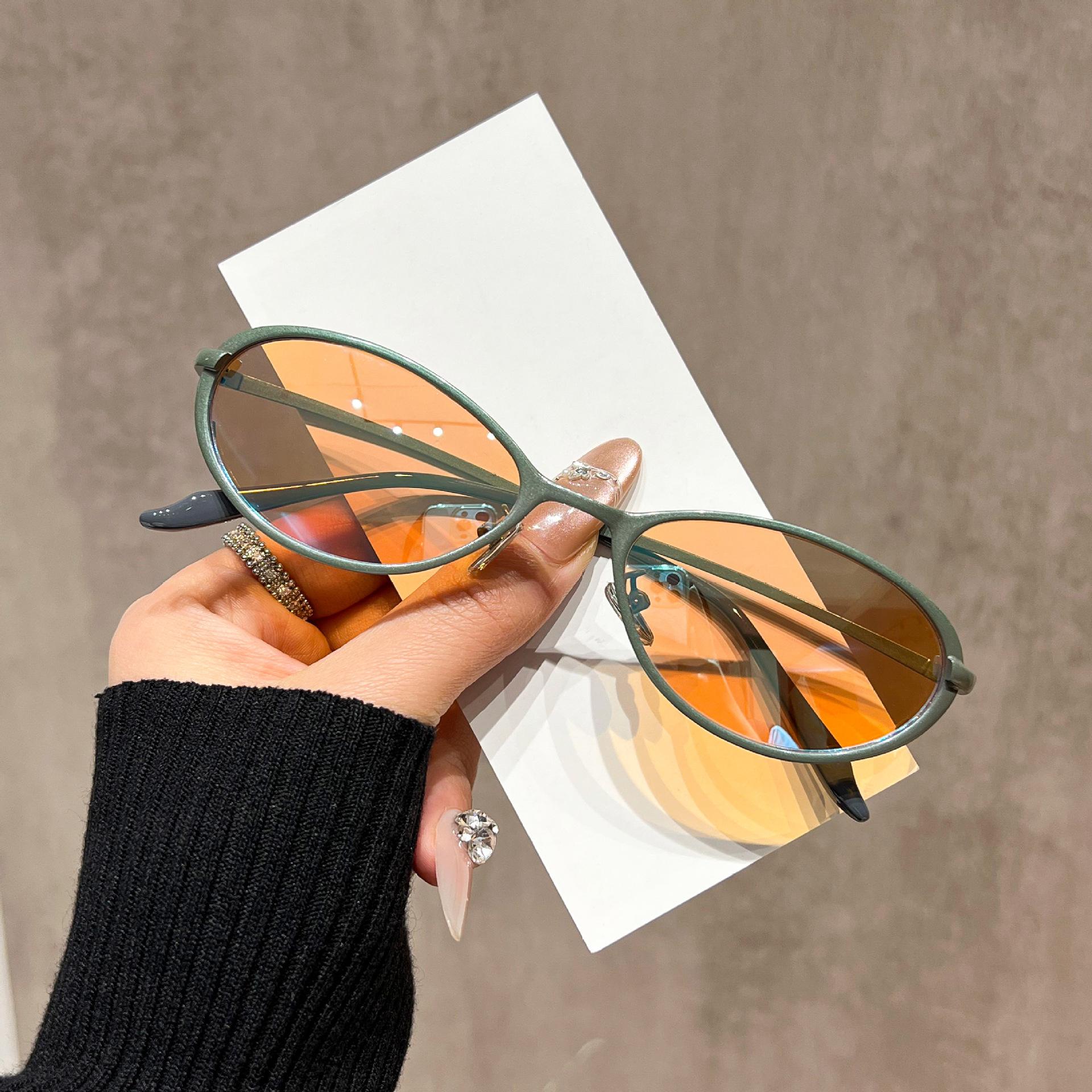 New sunglasses kickoff retro light-colored oval sunglasses men s and women s old money style