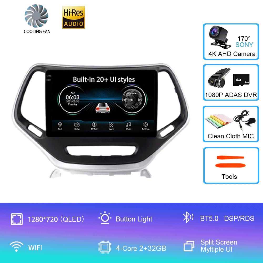 For Jeep Cherokee 5 KL 2014 -2018 Android 14 Car Radio Stereo Multimedia Navigation GPS Wireless Carplay Auto Video Player WIFI