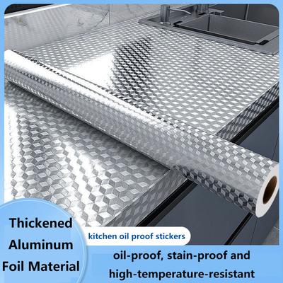 Kitchen Oil-proof Waterproof Stickers Anti-fouling High-temperature Aluminum Foil Self-adhesive Wallpaper Stove Cabinet Stickers