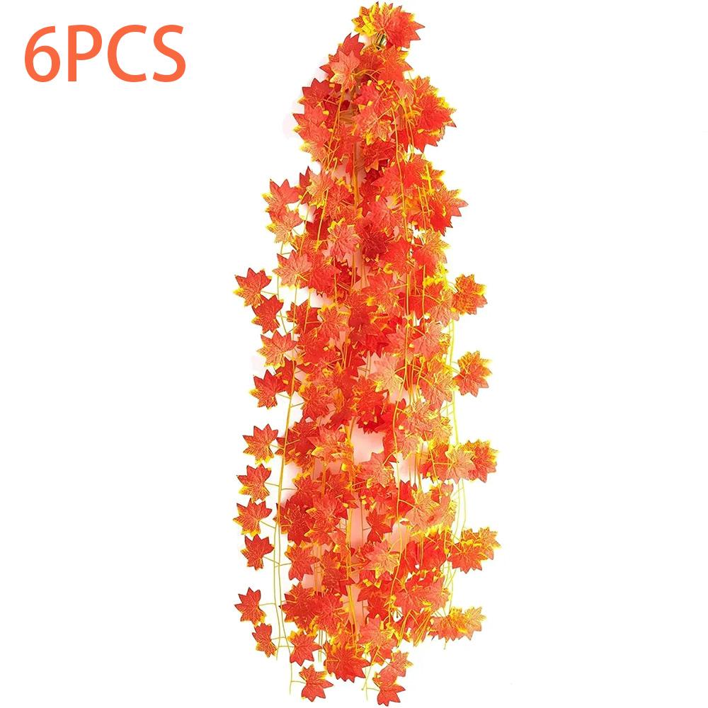 

6/1 шт. Искусственные кленовые листья, гирлянда из лозы, украшение для дома, осенняя гирлянда из кленовых листьев, искусственная листва, украшение для дома и сада 2.3M