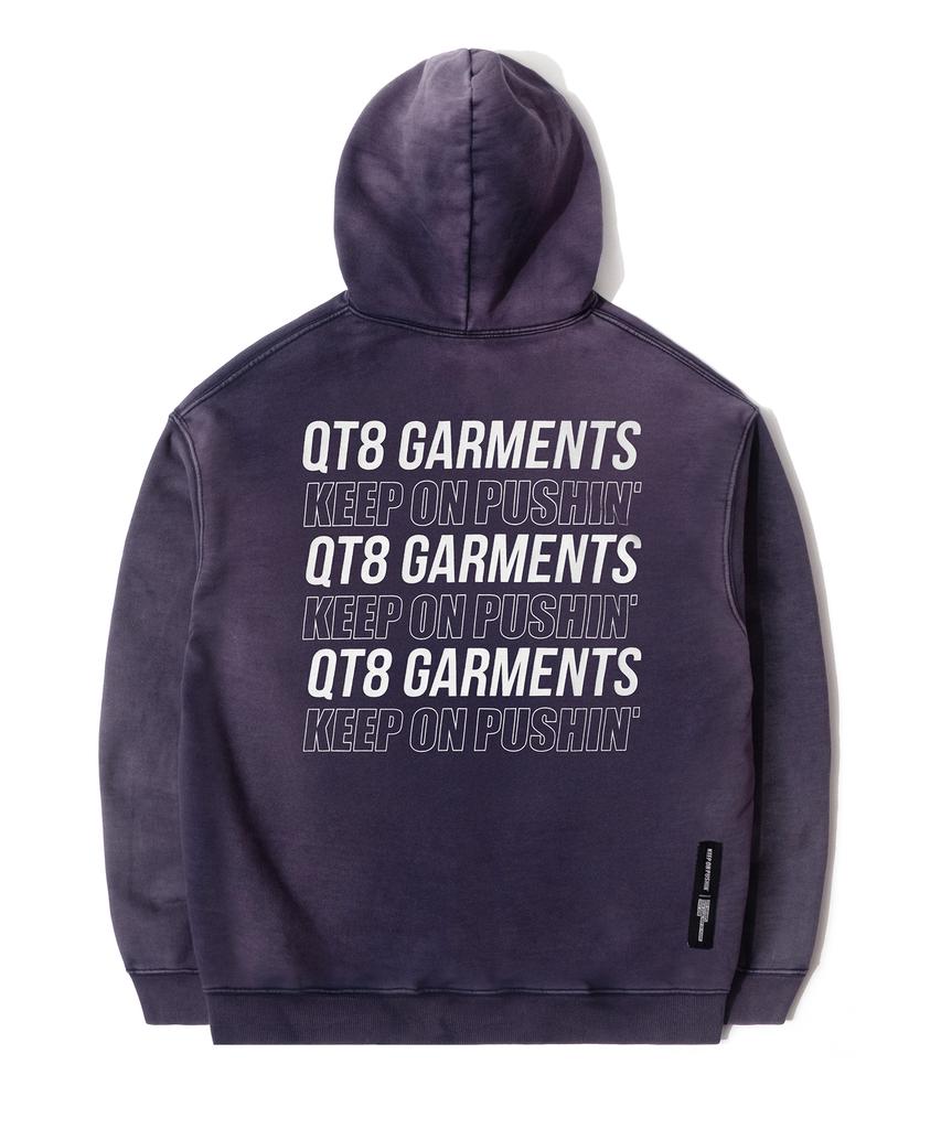 Qt8 Garments Oc Slogan Washed Zip-Up Hoodie (Navy)