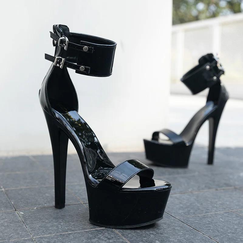 Fashion High Heels Sandals Women 2025 Summer Black Stiletto Modern Shoes Fashion Sexy Peep Toe Designer Sandals Banquet Party Shoes