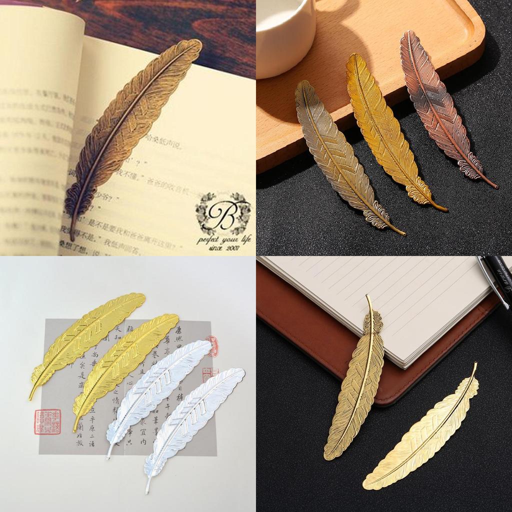 Ethnic Retro Metal Feather Bookmark With Electroplated Finish For Diy Crafts And Student Gifts