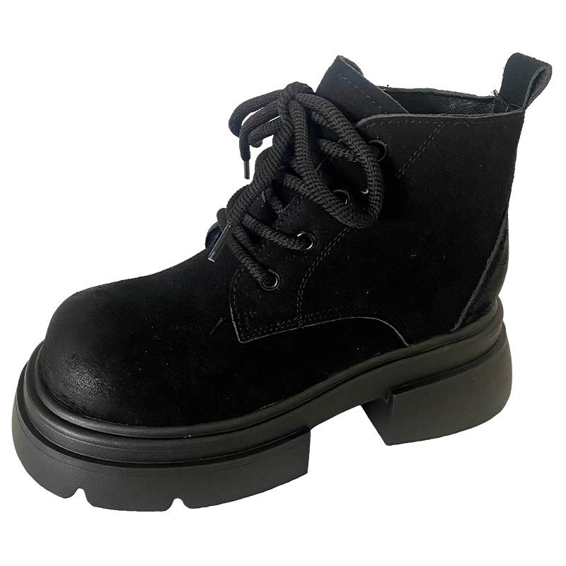 A9843 Autumn Popular Martin Boots Women's Shoes Short Rhubarb Boots 2024 New British Thick-soled Heightening Short Boots