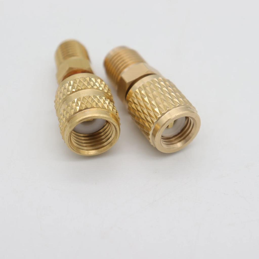 1pcs Brass Adapter 5/16 SAE F Quick Couplers To 1/4 SAE M Flare 5/16 M To 1/4 SAE For R410 R32 R22 Air Conditioning Adapter