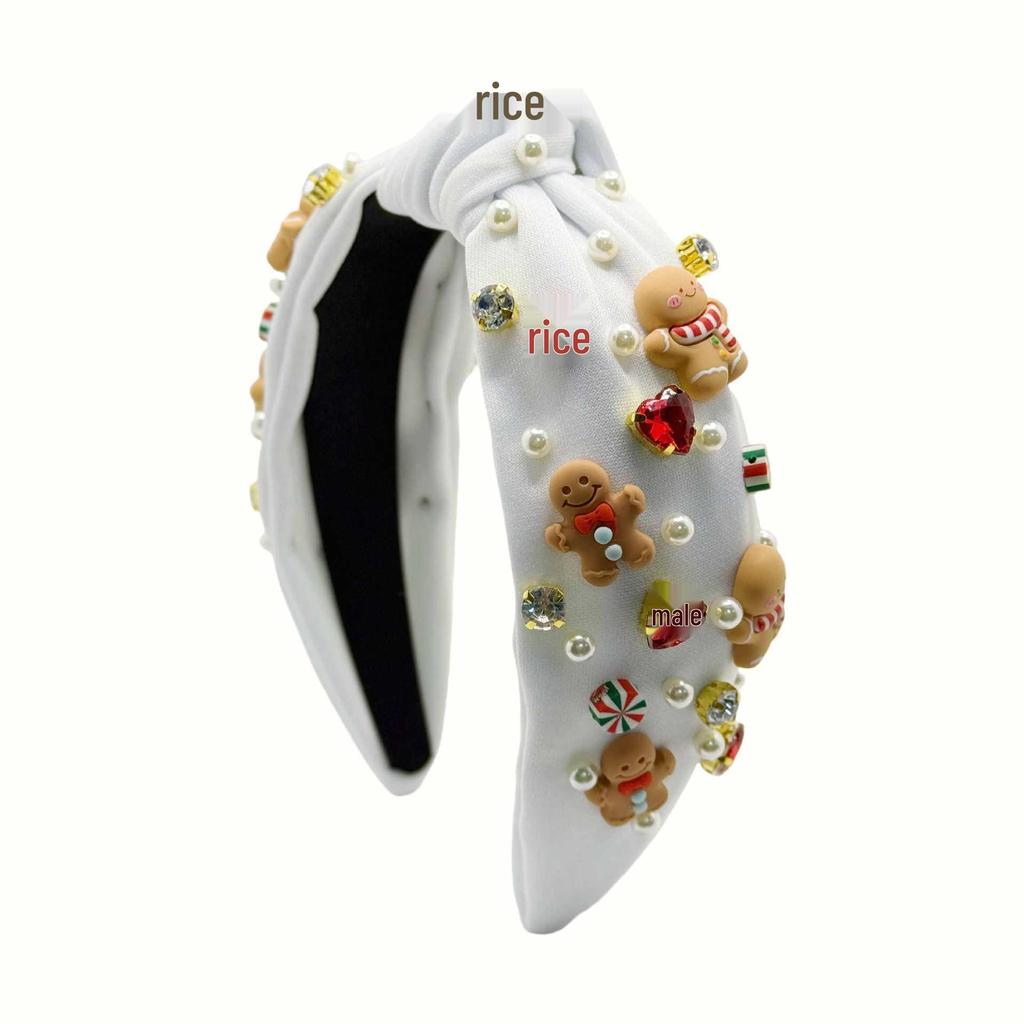 2025 Christmas Gingerbread Rhinestone Headband: High-Quality European & American Style Hair Accessory