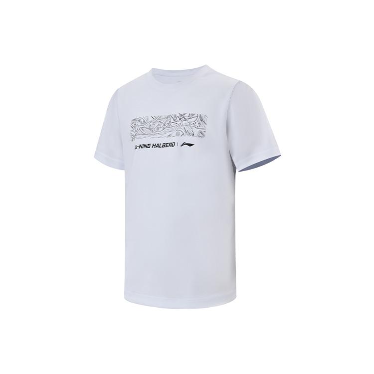 Li Ning Badminton Series Letter Print Breathable Comfortable Sports Casual Short Sleeve T-Shirt Unisex Tops White AHSUB37-2