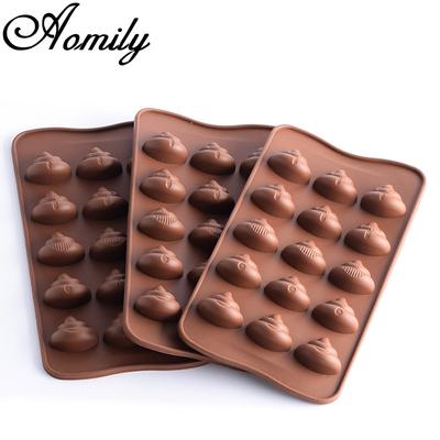 Aomily Cute Smiely Poop Shaped Silicone Soap Candy Fondant Chocolate Kitchen Mould Silicone Chocolate Cookies Cake Funny Mold