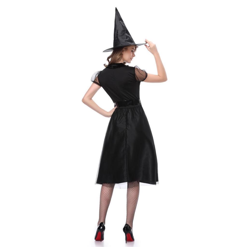 Halloween new black veil witch costume, witch costume, temperament witch night ghost game costume stage performance costume