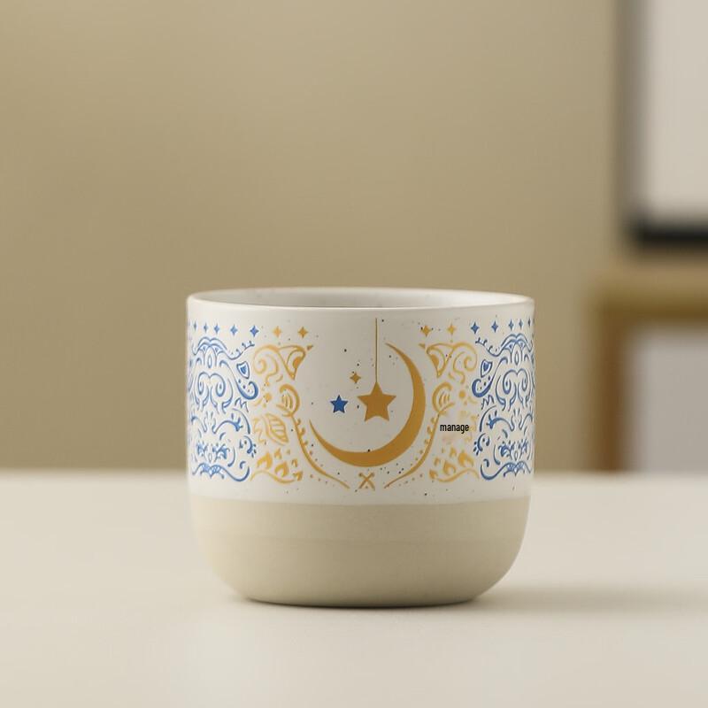 

OLOEY Star Moon Bone Porcelain Coffee Mug with Lanyard