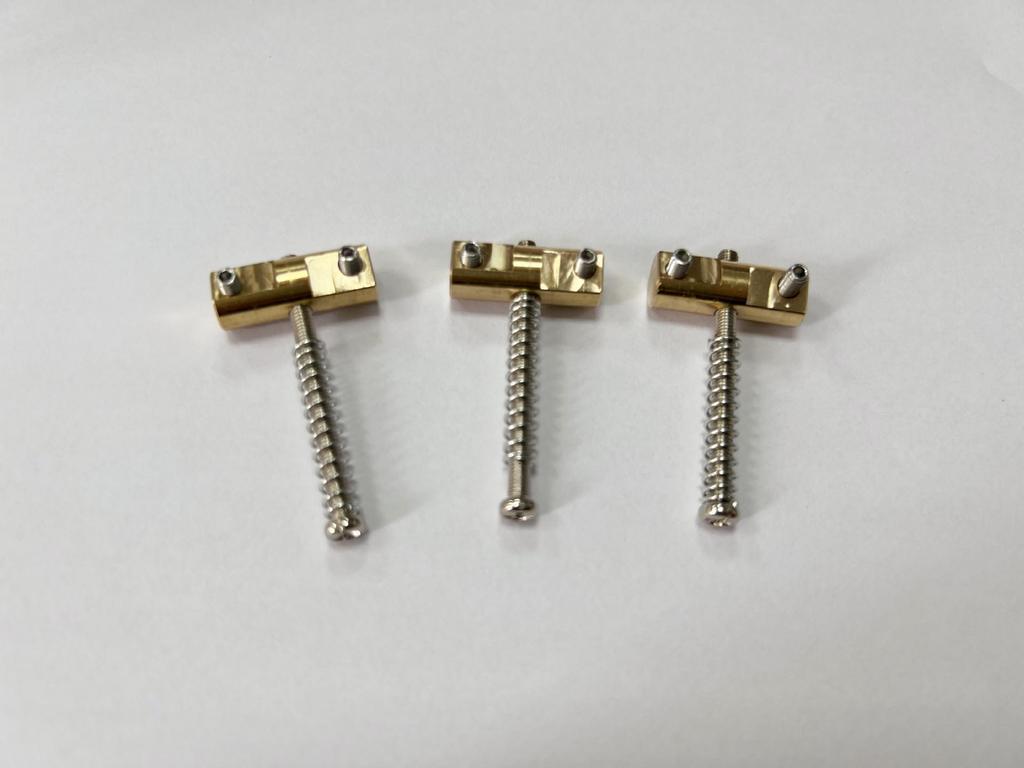 Brass Electric Guitar Bridge & Saddle Set: TL Underbody, Tailpiece, and String Pressure Bar, 3-Piece Set.