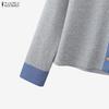 ZANZEA Women Casual Turn Down Collar Loose Long Sleeve Blouse