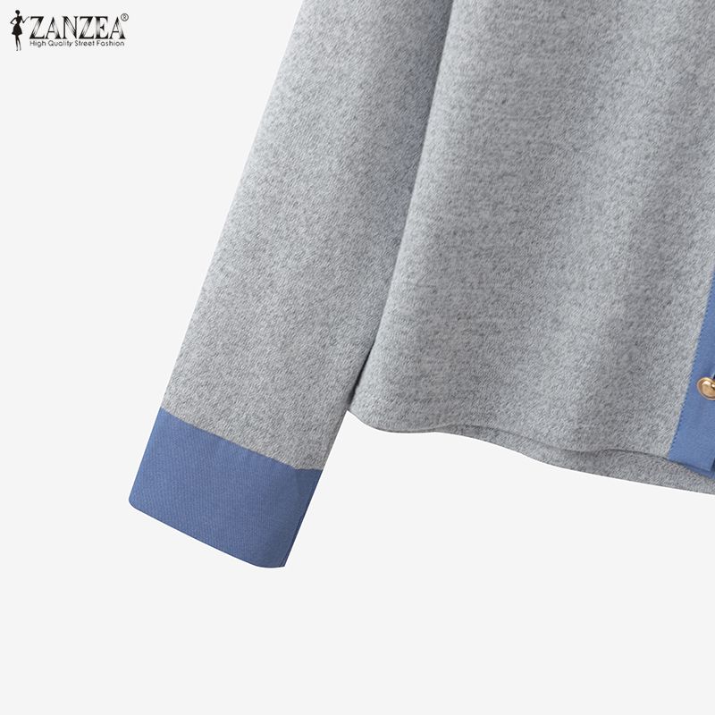 ZANZEA Women Casual Turn Down Collar Loose Long Sleeve Blouse