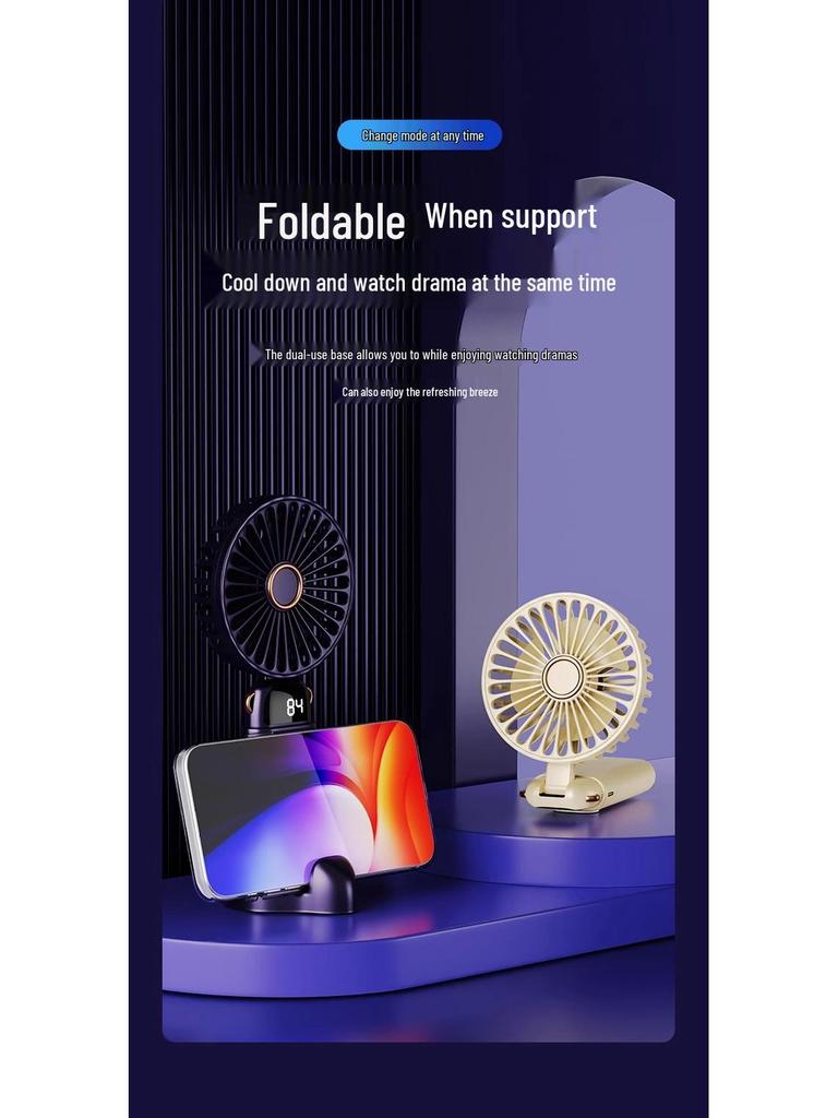 Silent Dual-Use Handheld Mini Fan with USB Charging & Long Battery Life