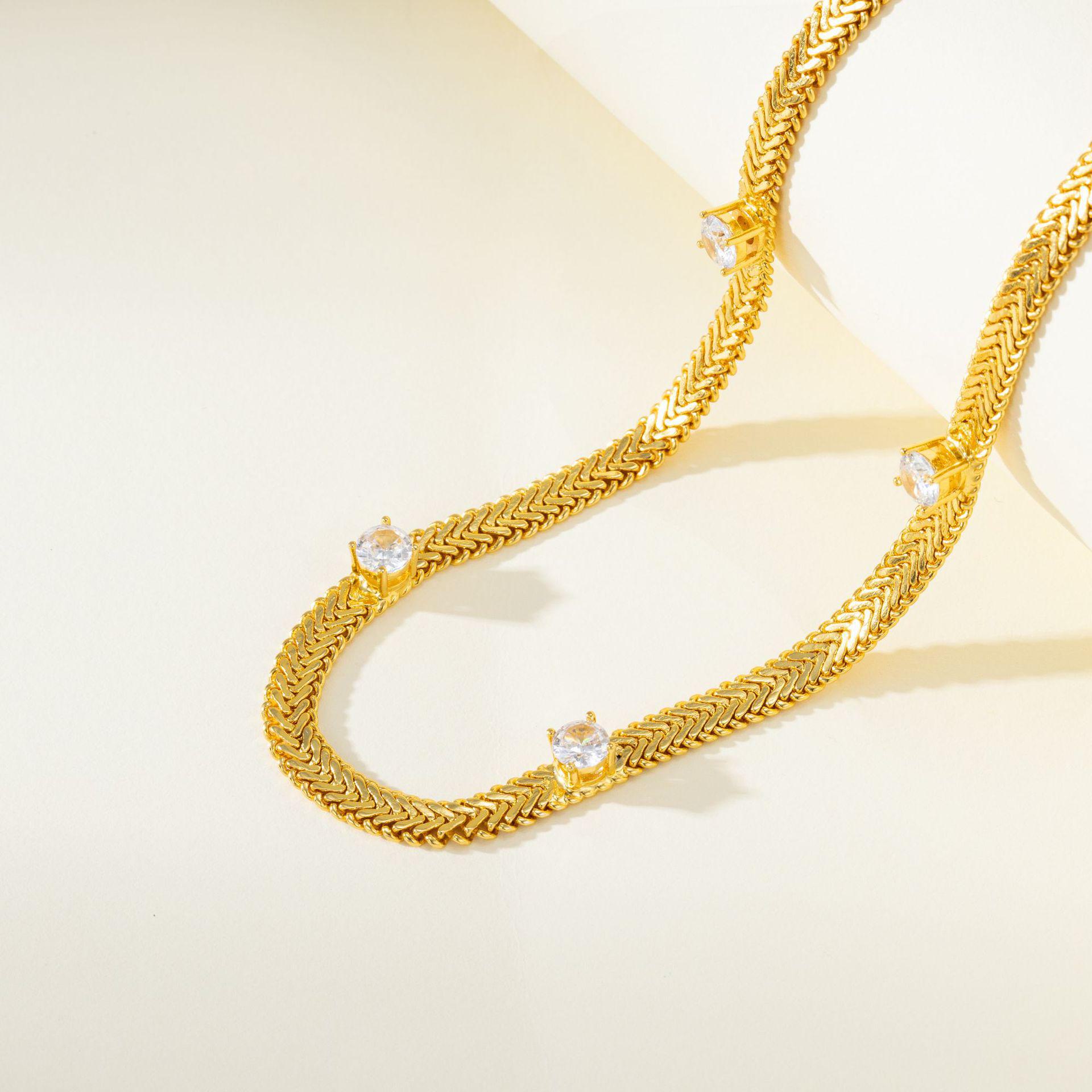 

Ожерелье Chopin в европейском и американском стиле с позолотой 18 карат и инкрустацией из циркония Round Zirconium