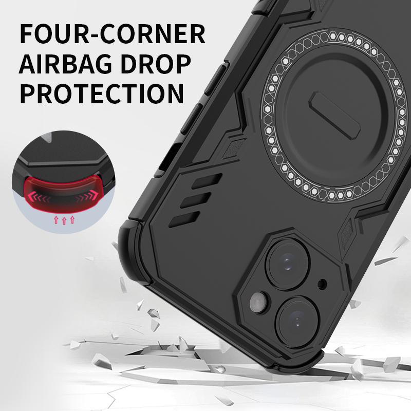 Hard Magnetic Phone Case For iPhone 15 16 Pro Max 16E Samsung Galaxy S25 Ultra A06 A16 A26 Dual-Layer Heavy Duty TPU+PC Shockproof Cover For Redmi