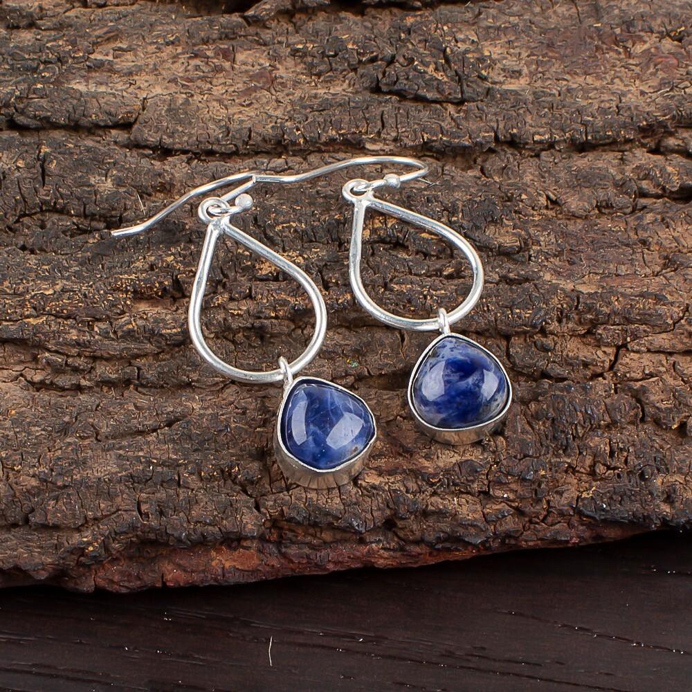 

Sodalite Gemstone 925 Sterling Silver Jewelry Handmade Earrings 1.90 For Women EE-19-26