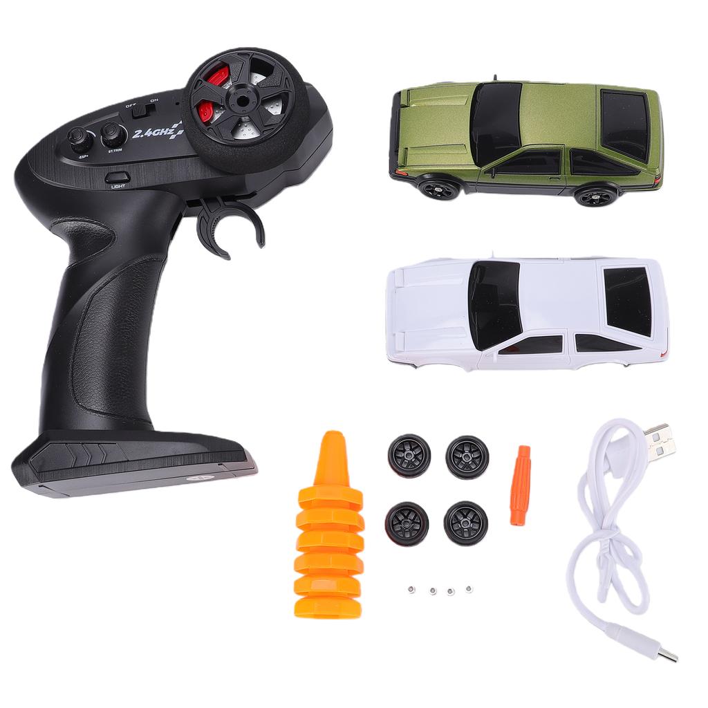 1:43 Scale RC Drift Car, 2.4G Remote and App Control Model Vehicle, Electric Racing Car with Gyro, LED Lights,