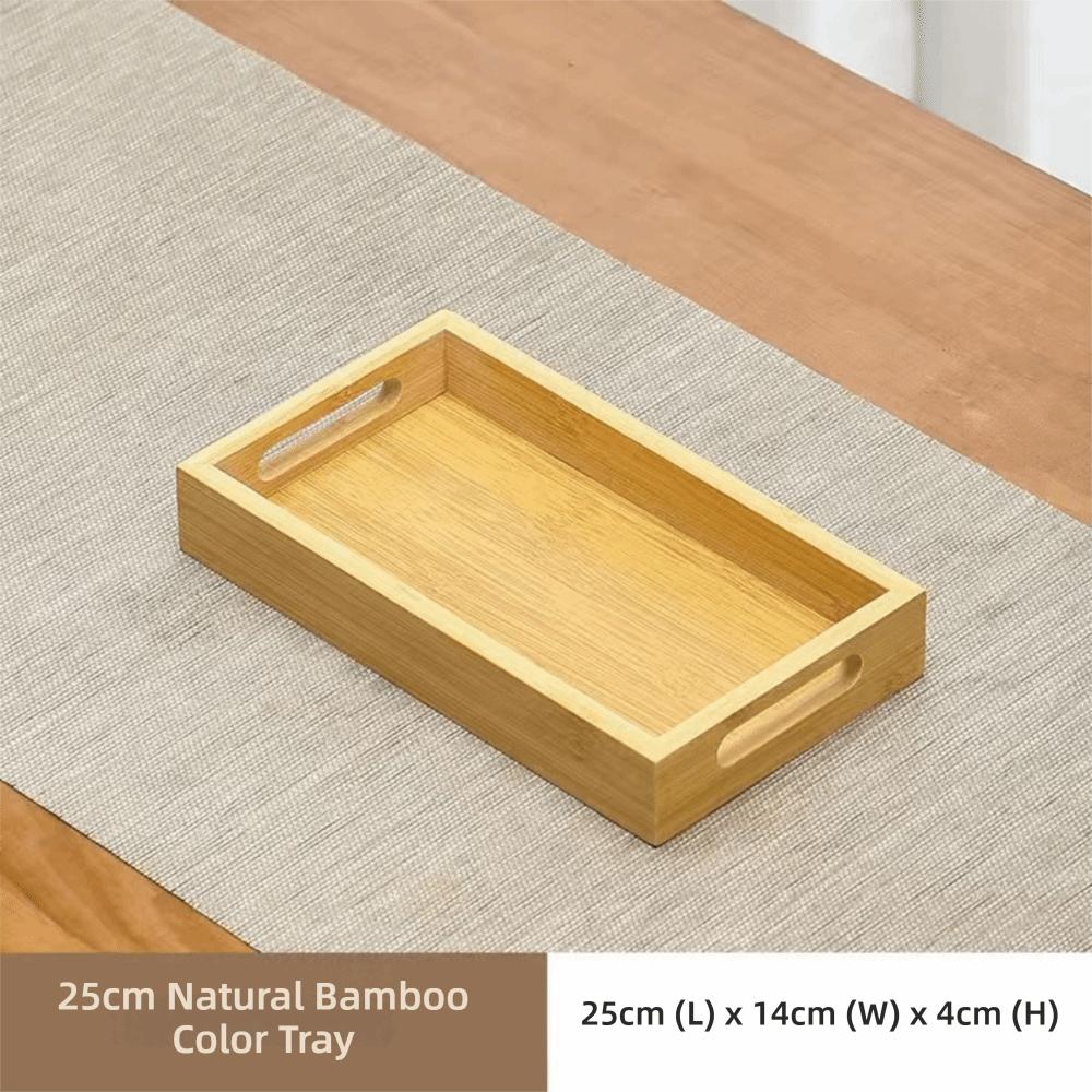 With Handle Bamboo Wooden Tray Walnut Color Dessert Pallet Decorate Tray Display Plate  Kitchen B 25x14x4cm